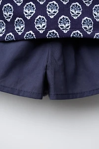 FLORAL CORDUROY SKORT