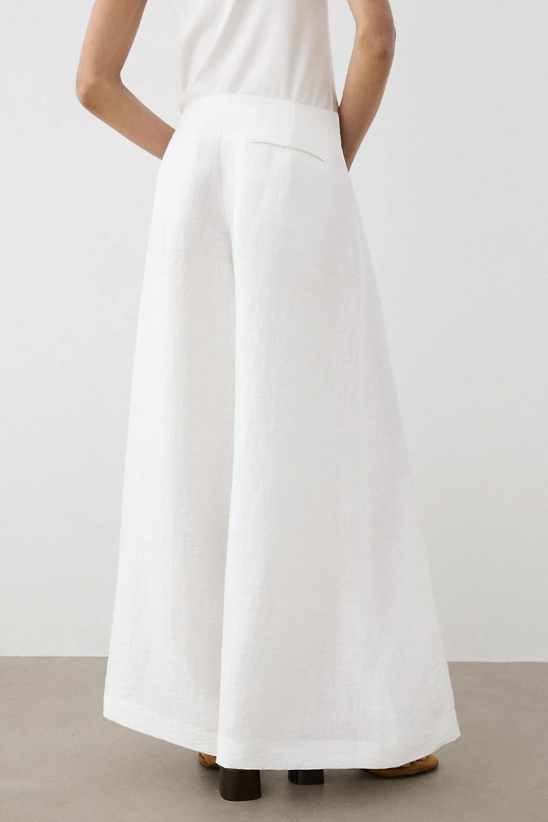 Linen blend palazzo trousers