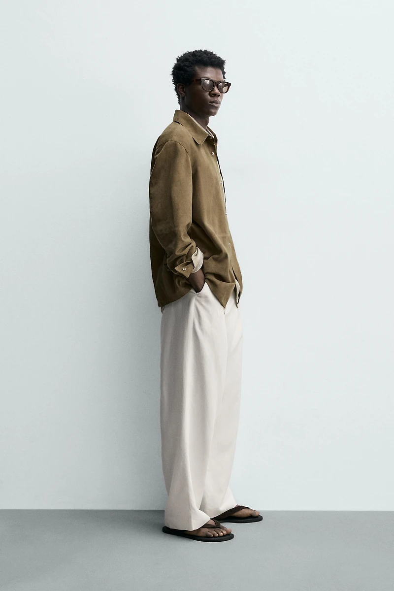 REGULAR FIT SUEDE LEATHER OVERSHIRT