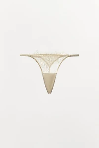 TANGA EN DENTELLE FLEURS BRODÉES
