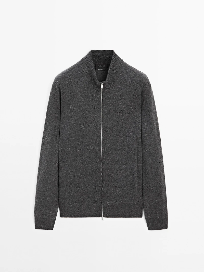 100% cashmere zip-up cardigan