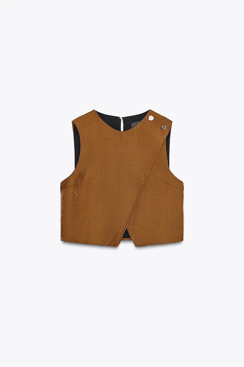 SATIN EFFECT WRAP TOP