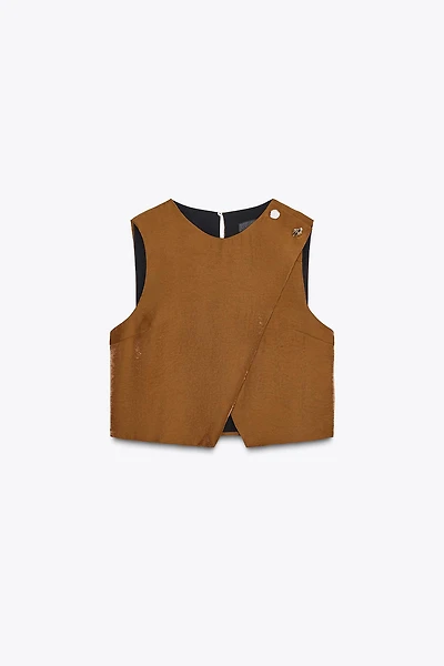 SATIN EFFECT WRAP TOP
