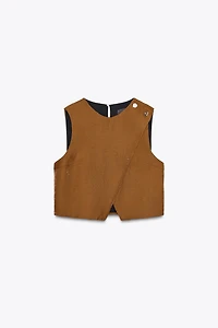 SATIN EFFECT WRAP TOP