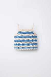 STRIPED CROCHET KNIT TOP