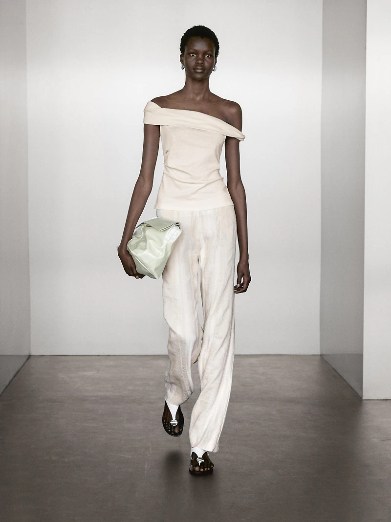 Draped strapless top