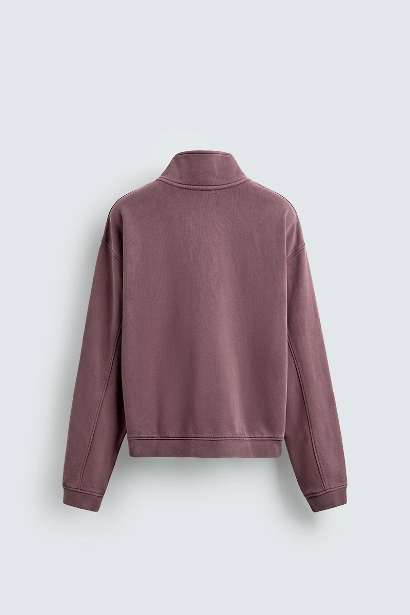 SWEAT DÉLAVÉ COL ZIPPÉ