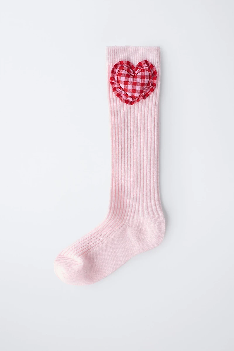 CHAUSSETTES CŒUR À CARREAUX VICHY