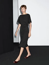 Midi dress with gathered detail