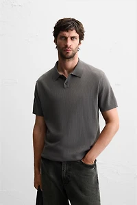 RIB KNIT POLO SHIRT