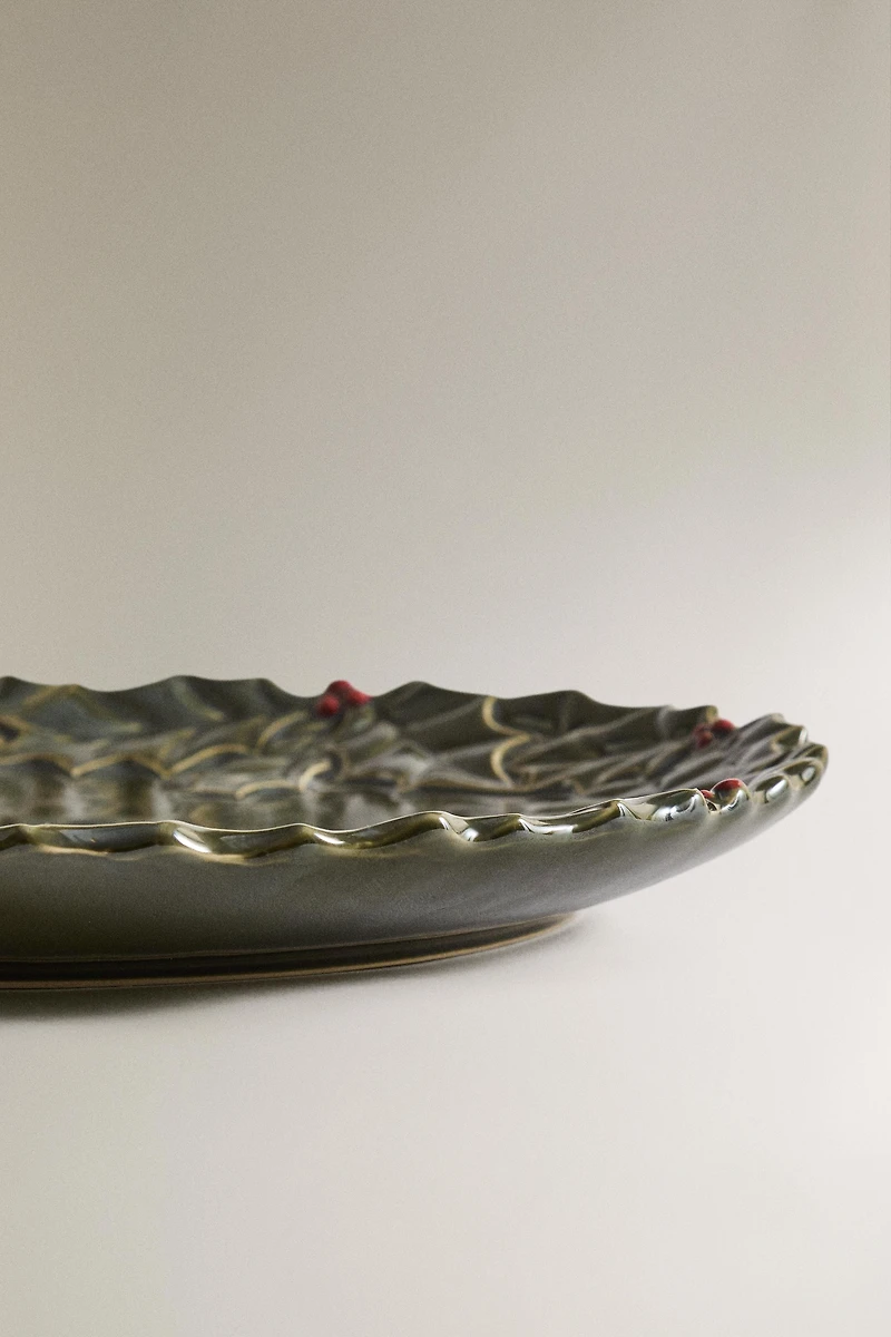 PLAT PORCELAINE HOUX NOËL