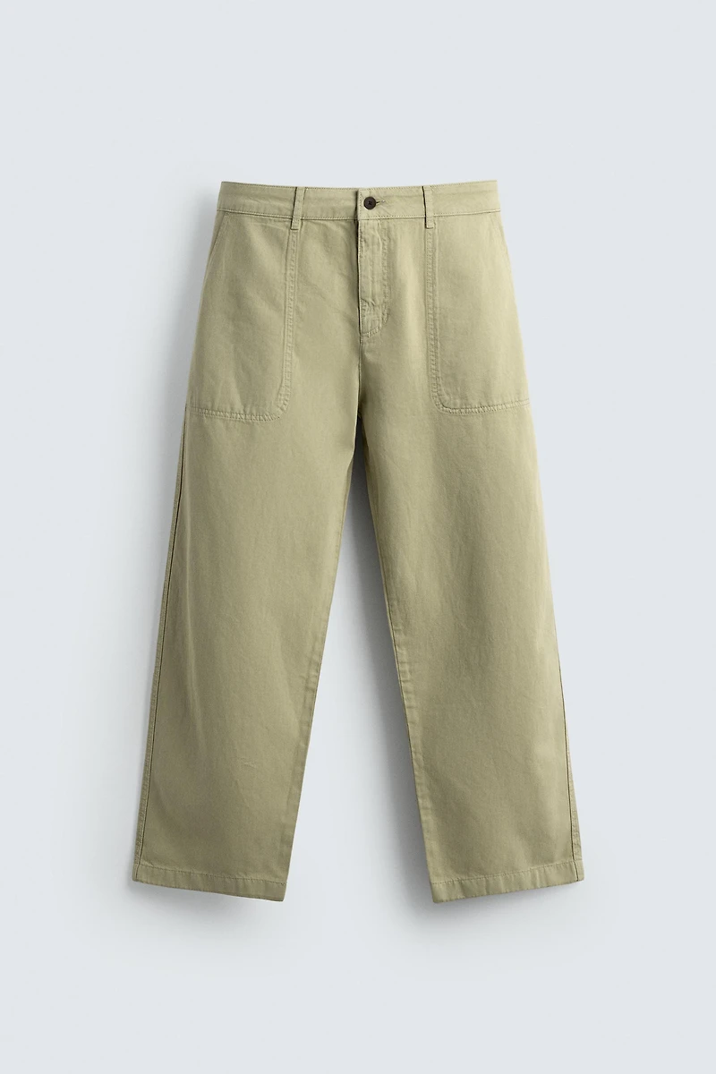 WASHED STRAIGHT FIT PANTS