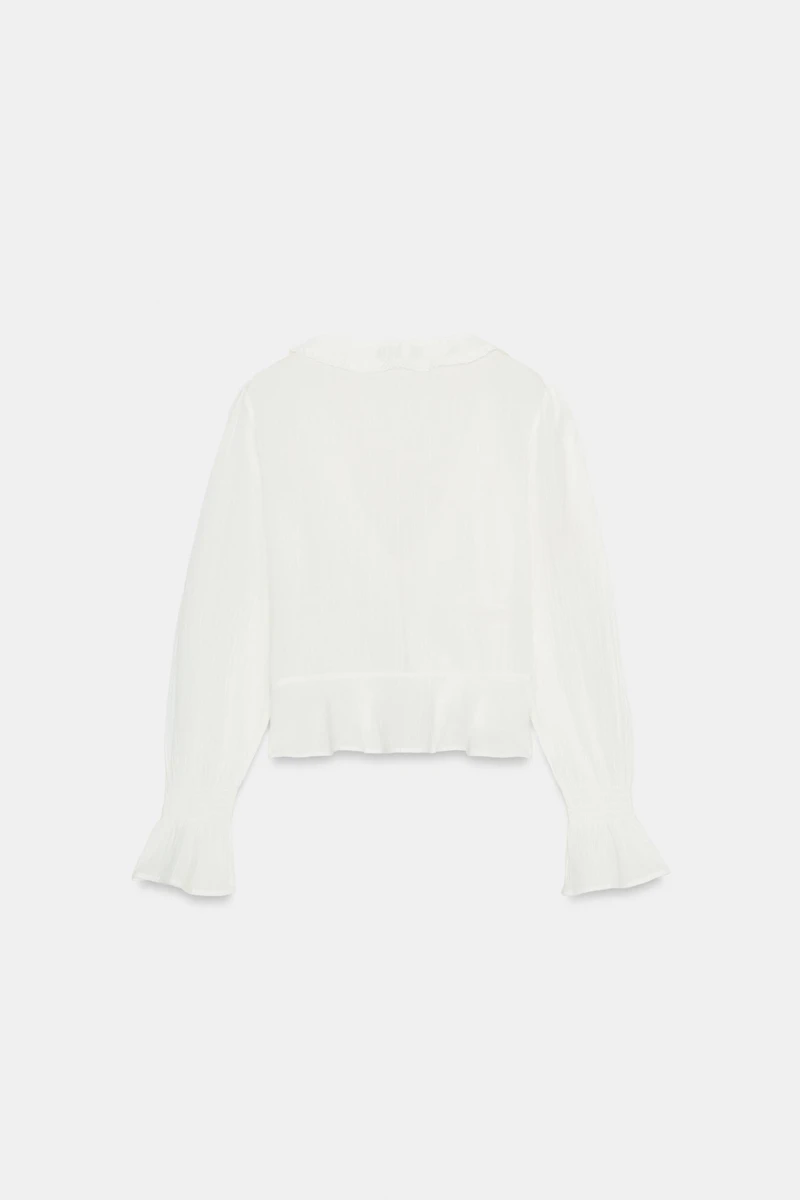 CHIFFON EMBROIDERED SHIRT WITH RUFFLES