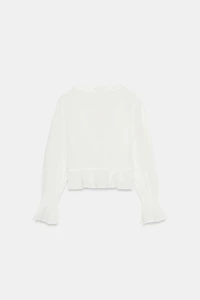 CHIFFON EMBROIDERED SHIRT WITH RUFFLES