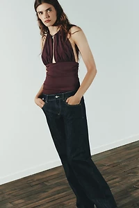 JEWEL NECK DRAPED BODYSUIT