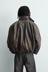 WASHED FAUX LEATHER JACKET