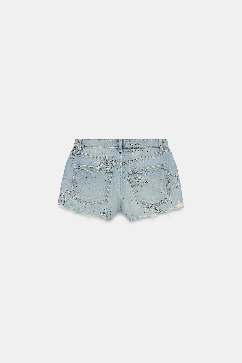 TRF HIGH-WAISTED CURVED DENIM SHORTS