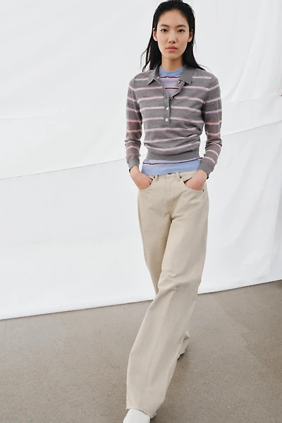 EXTRA-FINE WOOL STRIPED POLO