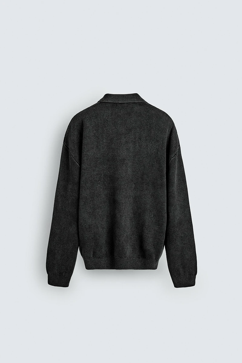 WASHED KNIT POLO SHIRT