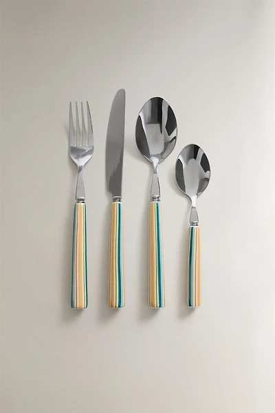CERAMIC HANDLE FLATWARE SET (SET OF 4)