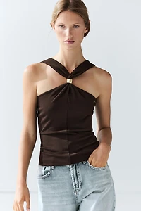 Halter top with jewel straps