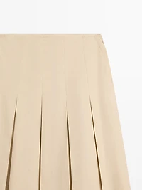 Cotton box pleat midi skirt