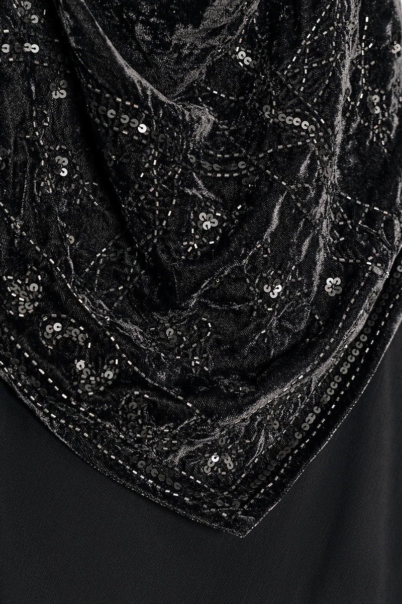 LONG VELVET BEADED DRESS