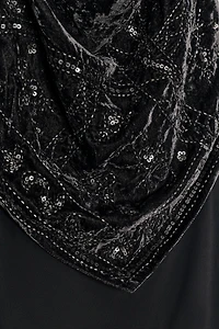 LONG VELVET BEADED DRESS