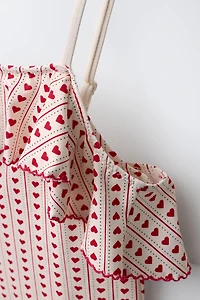 AGES 6-14 / HEART RUFFLE SWIMSUIT