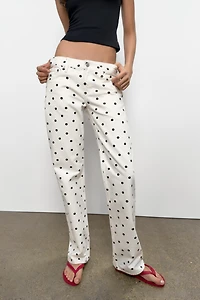 TRF LOW RISE WIDE LEG POLKA DOT JEANS
