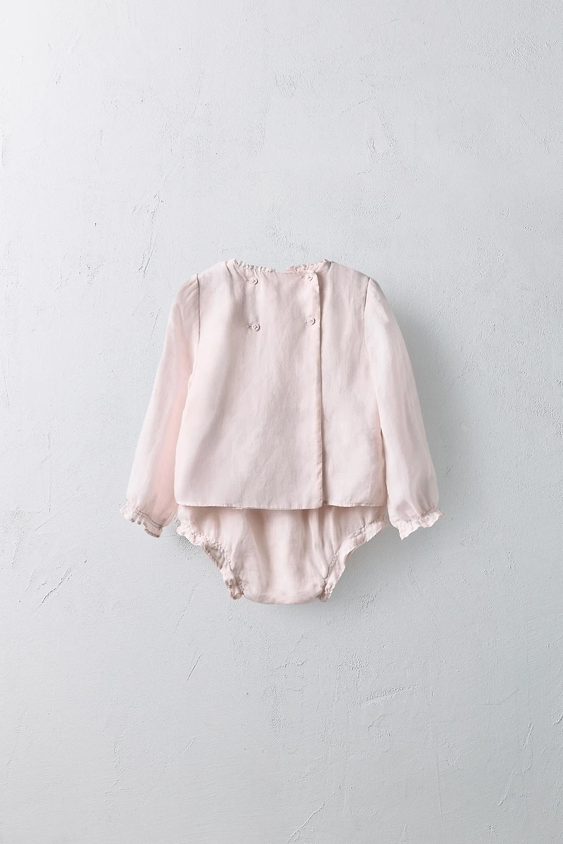 1-24 MONTHS/ 100% RAMIE BLOUSE AND BLOOMERS SET LIMITED EDITION