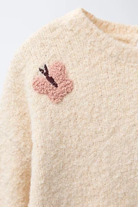 BUTTERFLY EMBROIDERED KNIT SWEATER