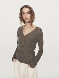 Wool blend cardigan with V-neckline
