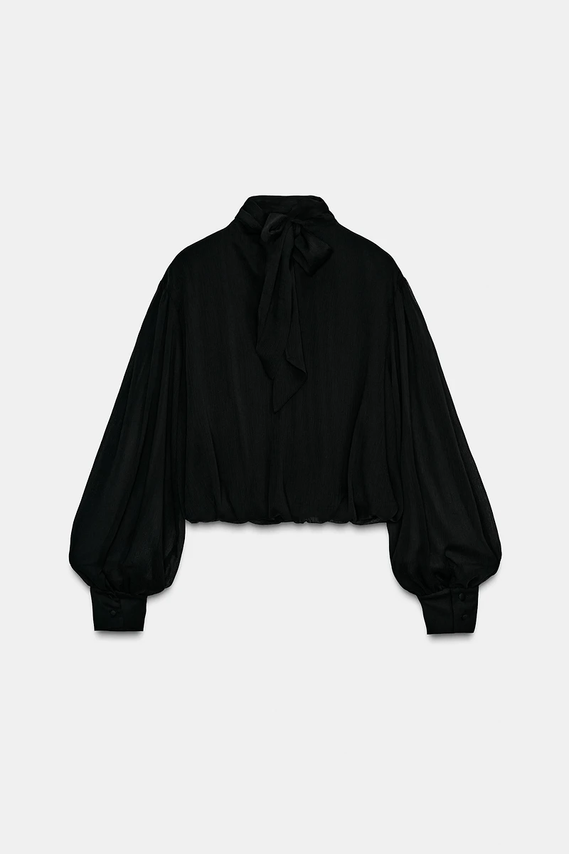 CHEMISE SEMI-TRANSPARENTE AVEC DRAPÉ BOULE