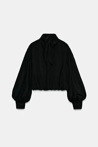 CHEMISE SEMI-TRANSPARENTE AVEC DRAPÉ BOULE