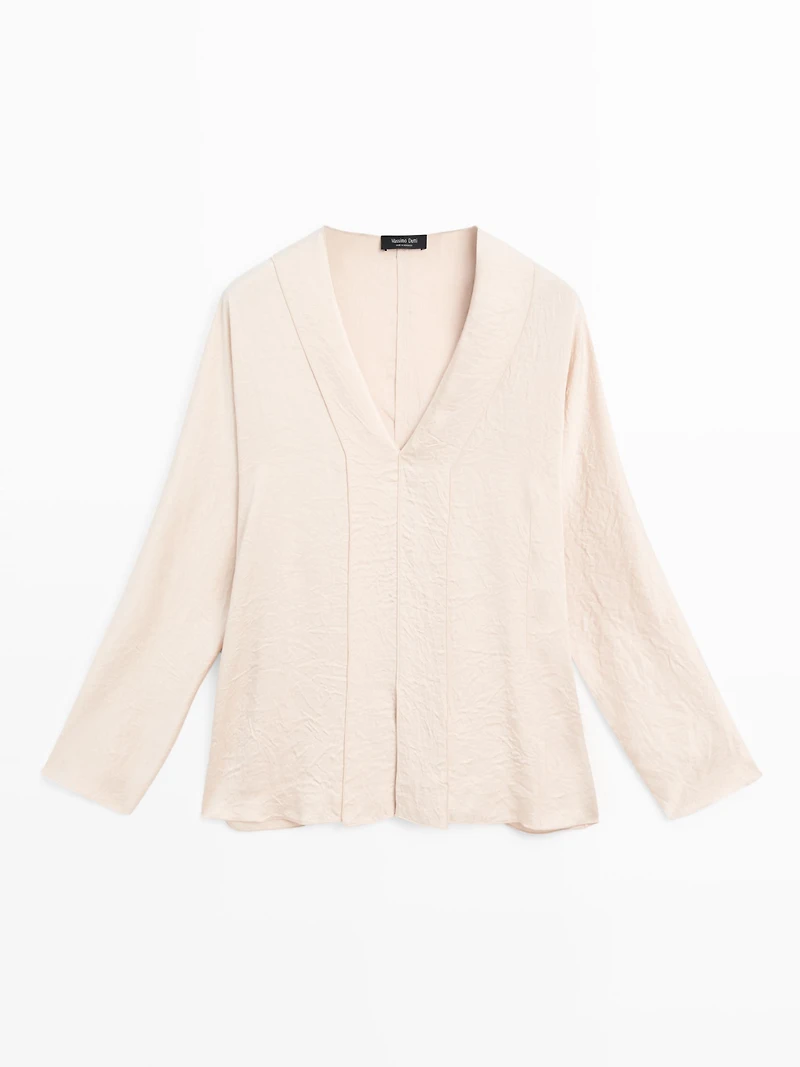 Satin V-neck blouse