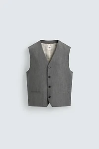 TEXTURED STRIPED SUIT VEST