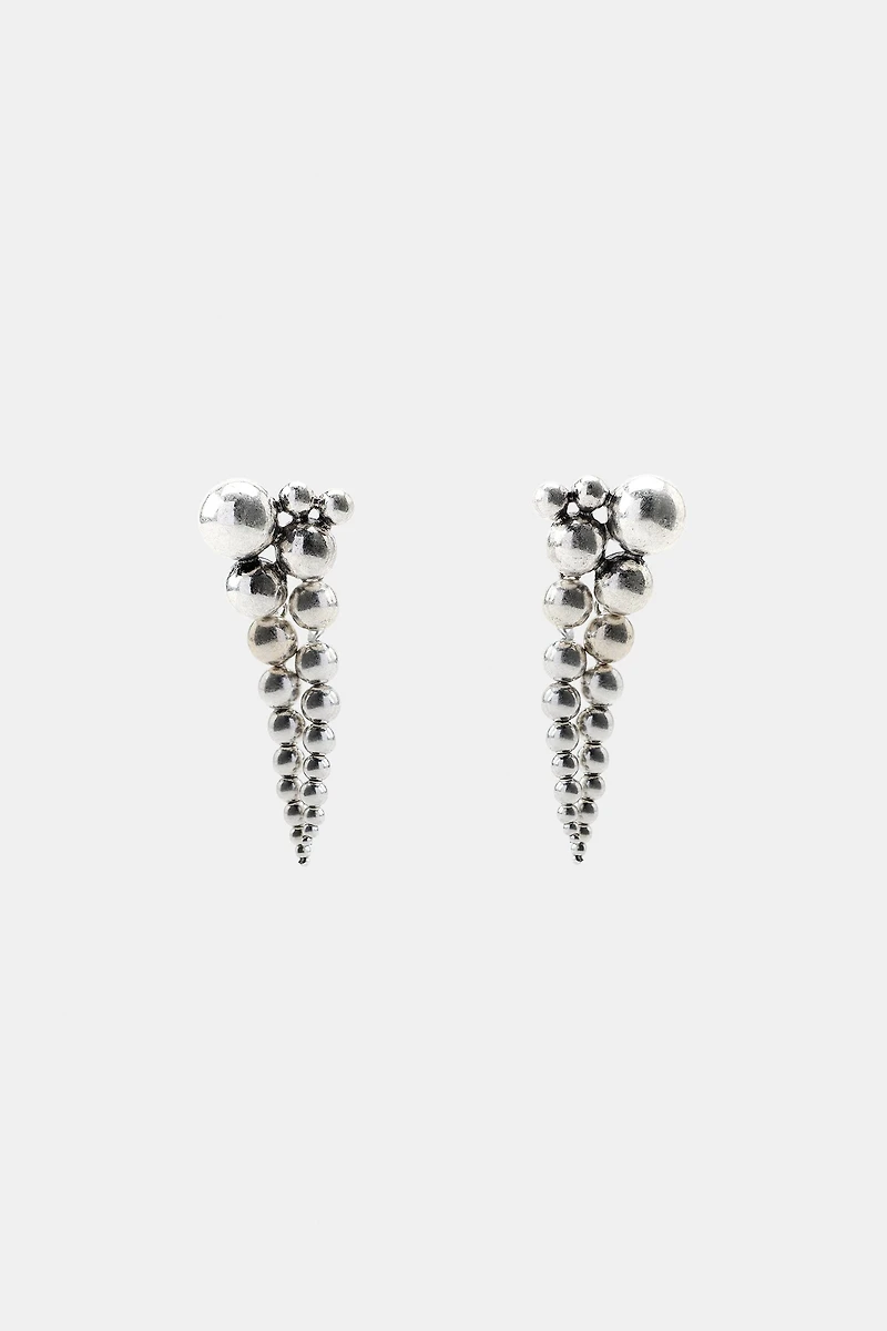 LONG METAL BALL EARRINGS