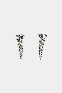 LONG METAL BALL EARRINGS