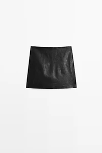 Nappa leather mini skirt