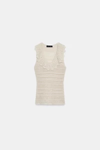 POINTELLE RUFFLE TOP
