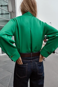 SATIN EFFECT POCKET SHIRT