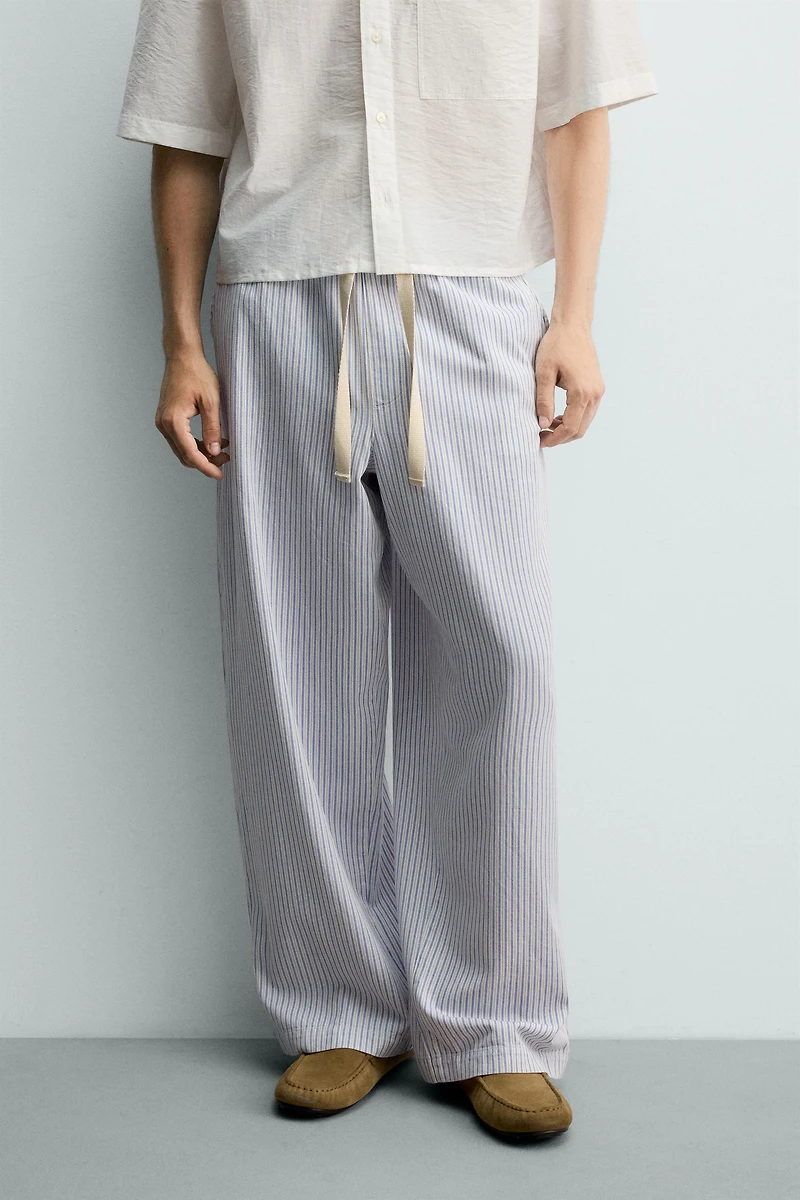 STRIPED WIDE FIT PANTS