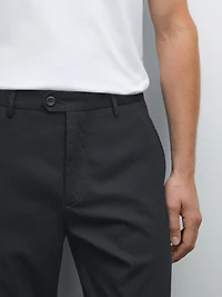 Slim fit cotton blend trousers