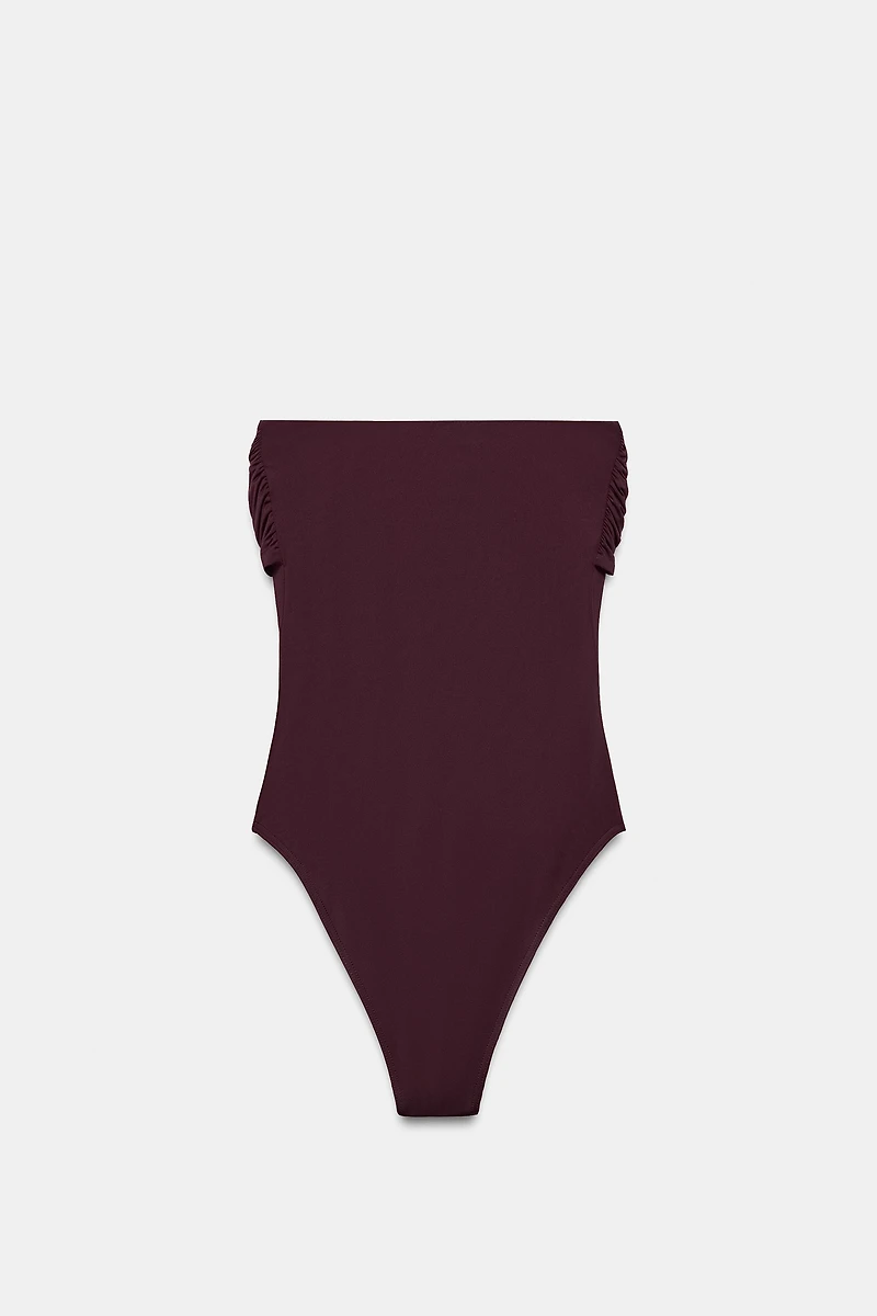 METALLIC PIECE BANDEAU SWIMSUIT