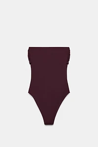 METALLIC PIECE BANDEAU SWIMSUIT