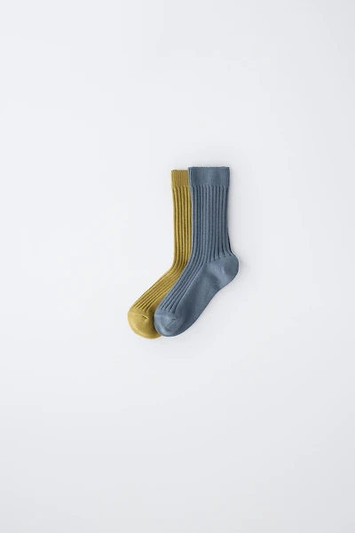 TWO-PACK OF RIBBED HIGH SOCKS