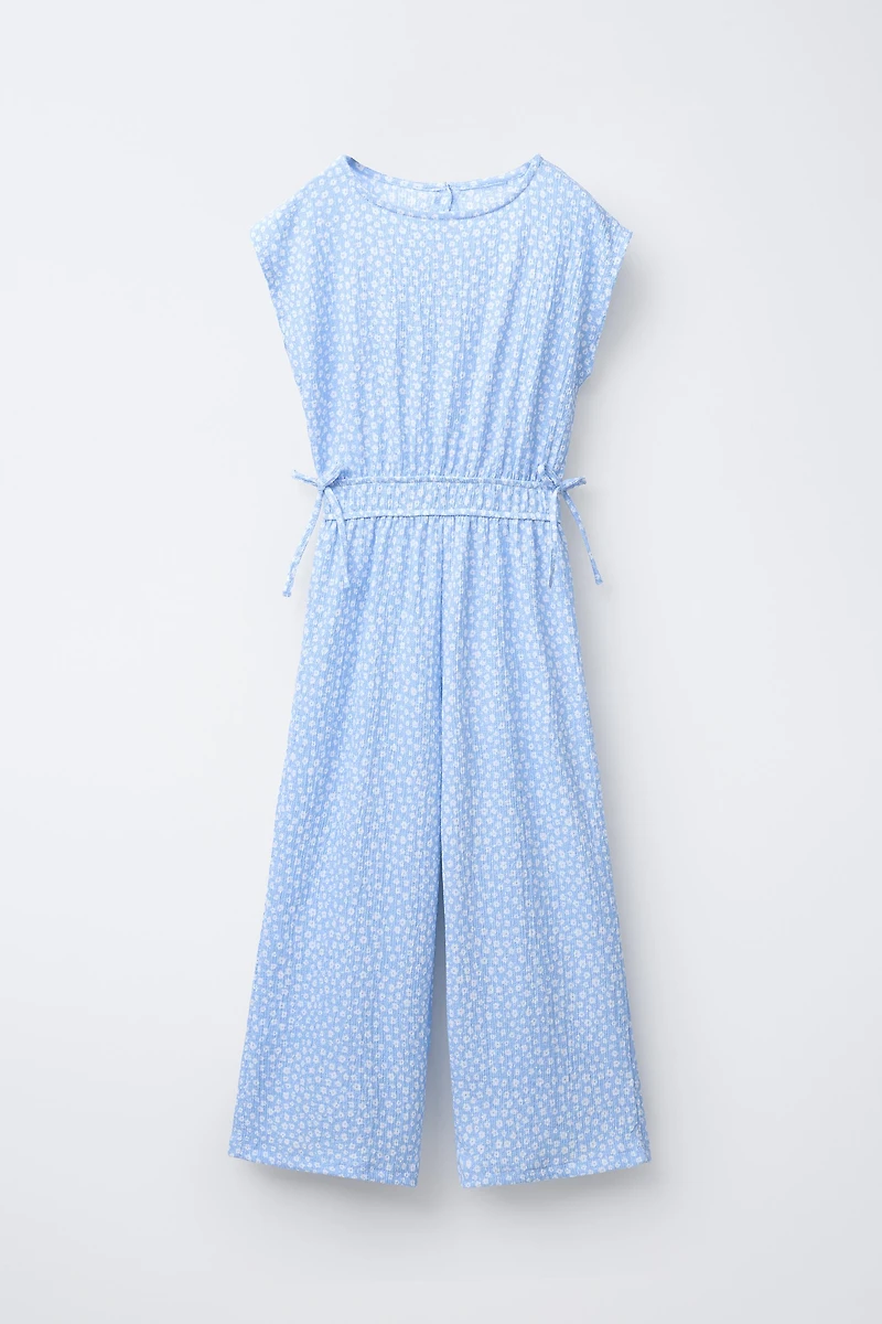 TEXTURED PRINT LONG JUMPSUIT