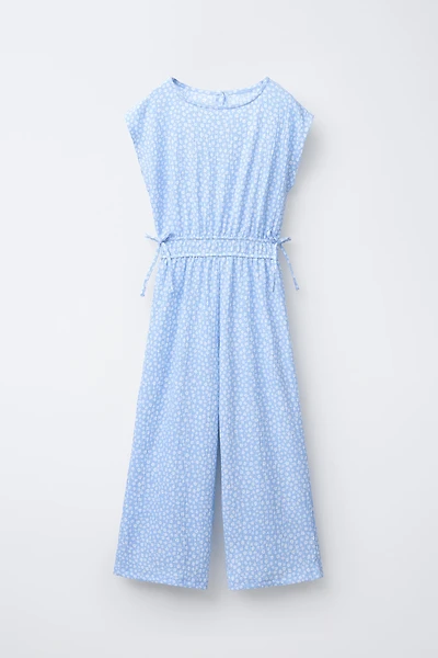 TEXTURED PRINT LONG JUMPSUIT