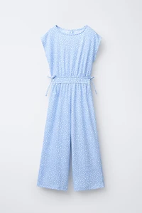 TEXTURED PRINT LONG JUMPSUIT